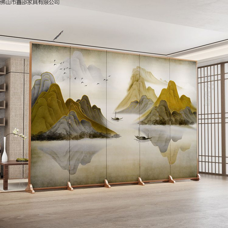 Simple modern Chinese style screen partition, living room covering, entrance office, hotel foldable folding electric fan