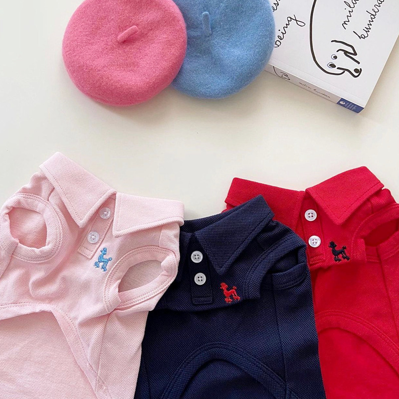 ПЭТ лето сплошной цветовой футболок Polo Puppy Spring тонкая дышащая кошачья двуногие жилет