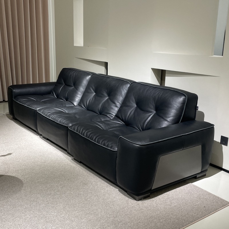 Foshan Furniture Black Diamond Full Sofa Large House Villa Living Room Designer Italian Style Extremely Simple Sofa Arrangement