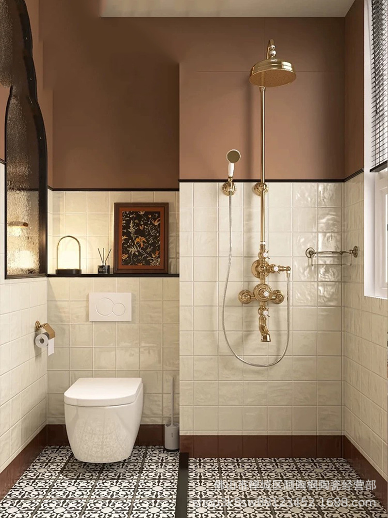 400X800 pearl shell concave convex grid all ceramic floor tiles, soft gloss French cream bathroom kitchen wall tiles