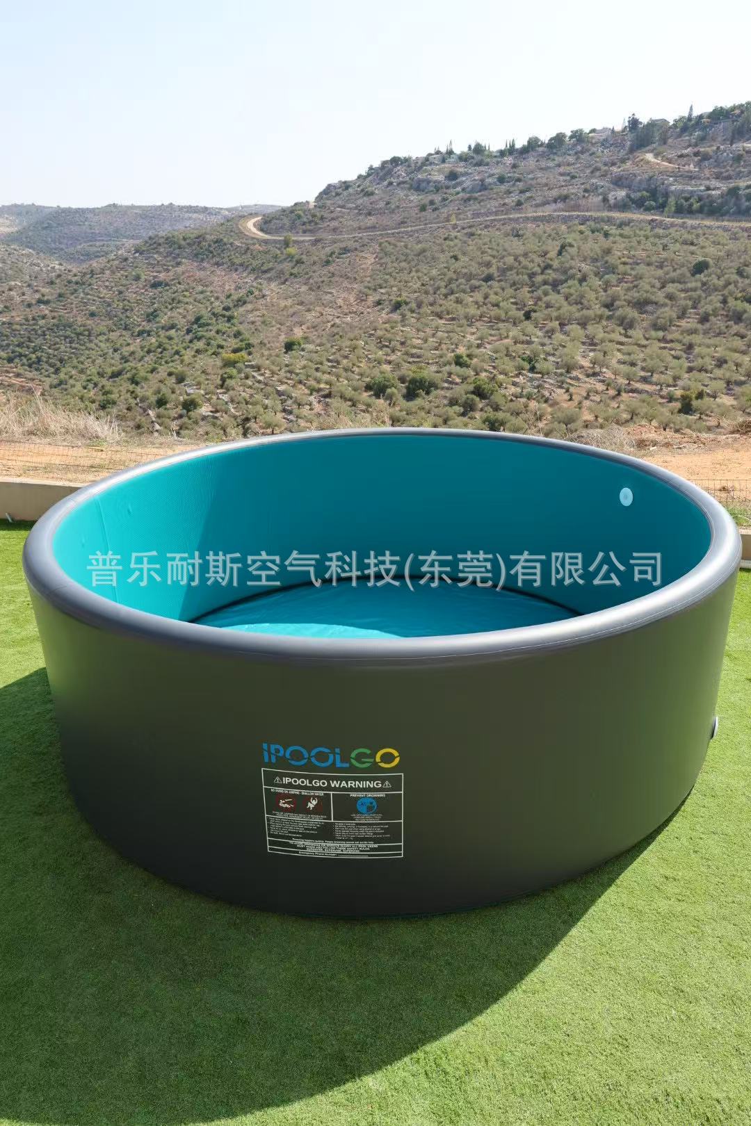 IPOOLGO double-layer inflatable brushed swimming pool circular PVC new technology with gray exterior and blue interior, novel and thickened swimming pool