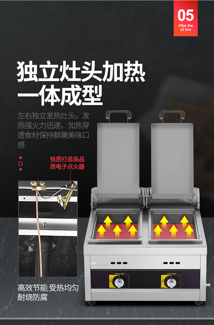 Commercial Potsticker, dumpling frying stove, raw fried bun stove, water fried bun, table type Japanese floor stall, gas, liquefied gas, electricity