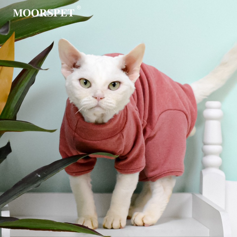 MOORSPET Защита живота, одежда для четвероногих лысых кошек, тонкий немецкий бархат, весенне-осенняя специальная одежда для немецких кудрявых кошек