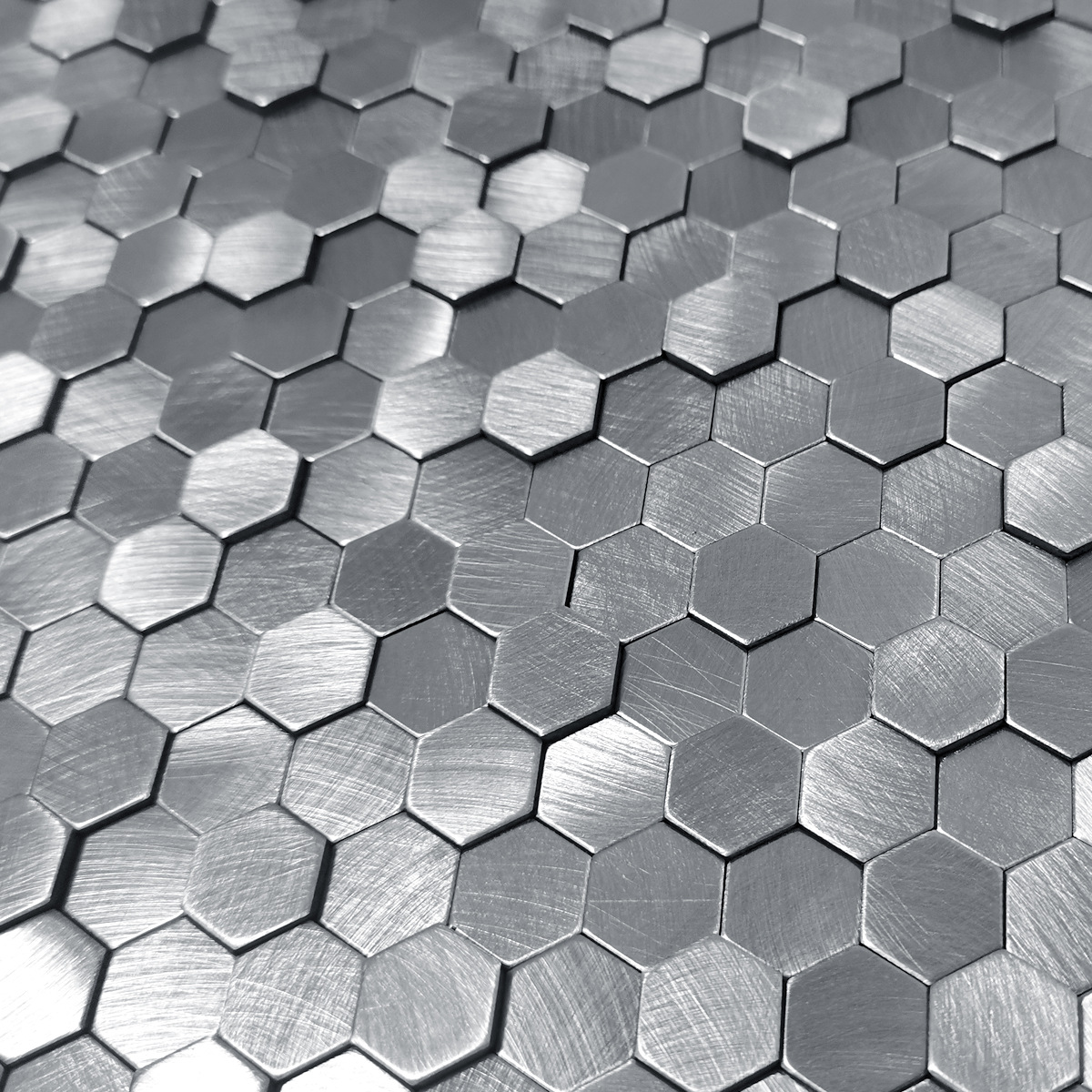 High and low hexagonal metal mosaic wall stickers, stainless steel background wall, small particle ceramic tiles, self-adhesive bathroom and kitchen