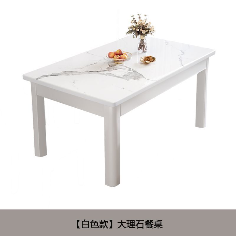 Solid wood square table with induction cooker, small household rectangular dining table, marble dining table and chair combination, modern and simple