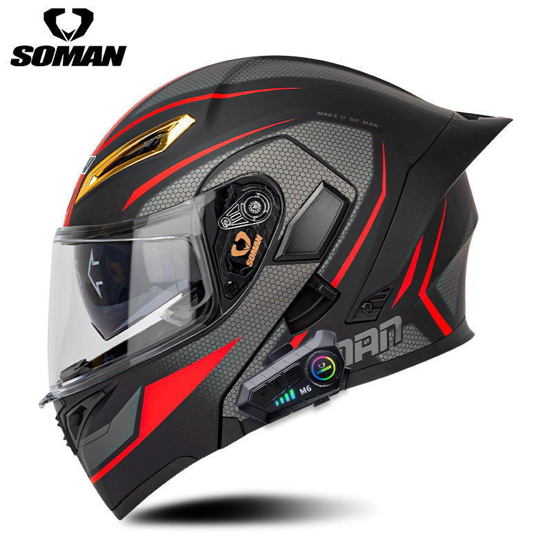 Soman Motorcycle Bluetooth-шлем Мужчины и женщины двойной линзы открылись шлемы высокой четкости Bluetooth Sm955-S Bluetooth-шлем Bluetooth