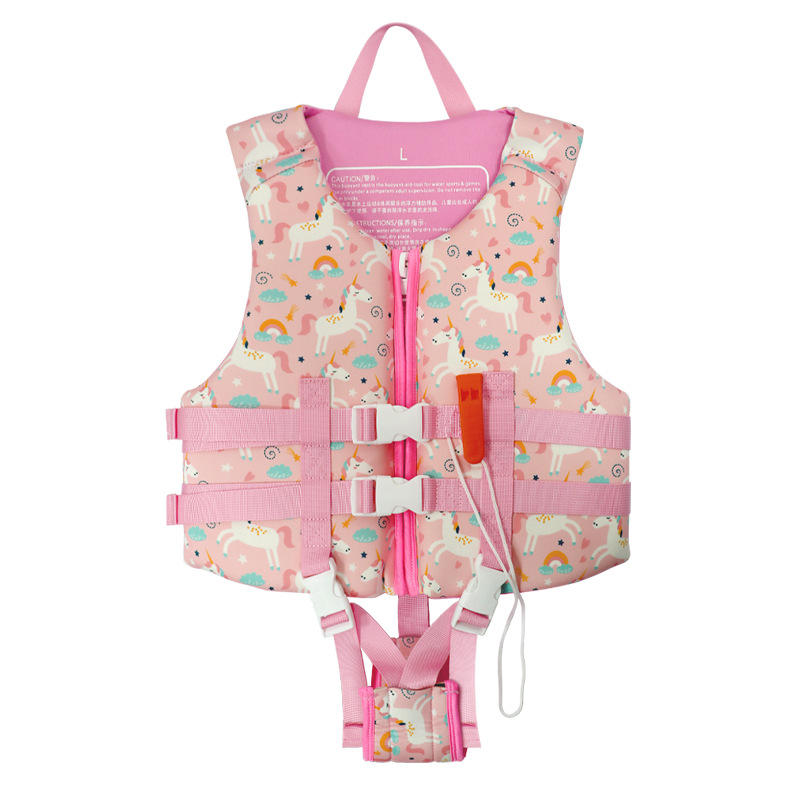 Cross border children's life jackets, diving materials, cartoon printed warm water buoyancy jackets, swimming vests for men and women aged 3-12