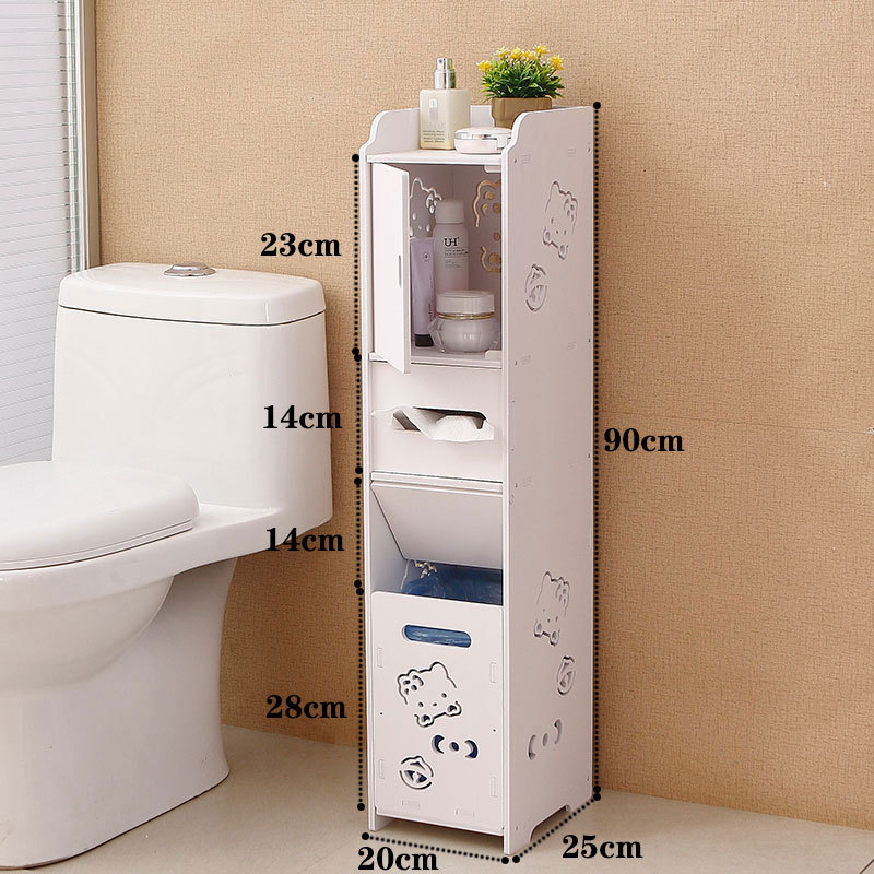 Bathroom side cabinet, toilet side cabinet with garbage bin, bathroom crevice shelf, toilet storage, waterproof storage cabinet