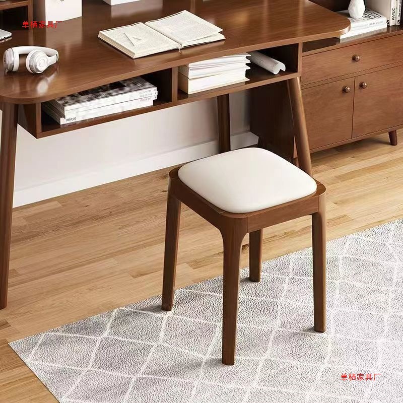 Solid wood stool for household use, stackable soft bag stool, living room wooden low stool, simple modern small square stool, dining table chair