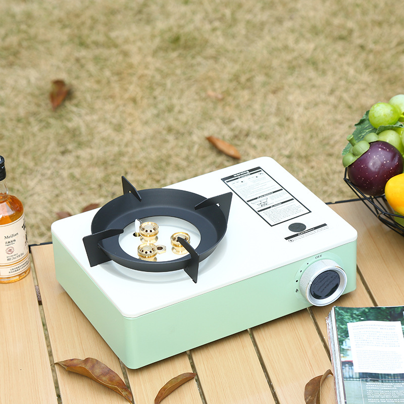 Outdoor camping, three head windproof stove, portable gas stove, dual-purpose card stove, picnic gas stove, card magnetic stove