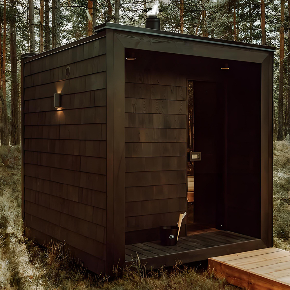 4-6 person outdoor sauna room with red cedar wood