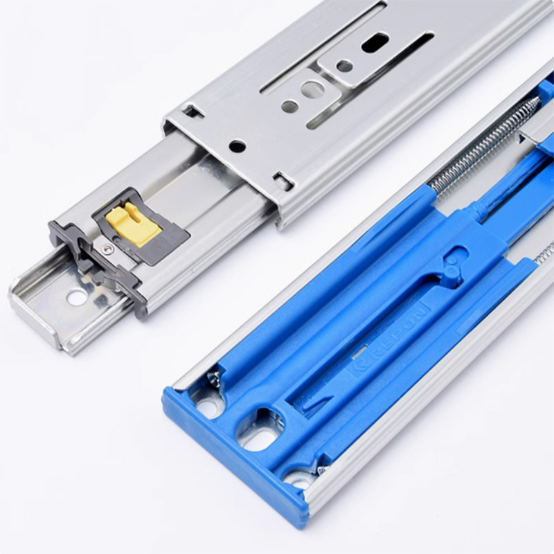 Taiwan locomotive slide rail three section slide rail buffer damping silent cabinet hardware accessories drawer track wholesale