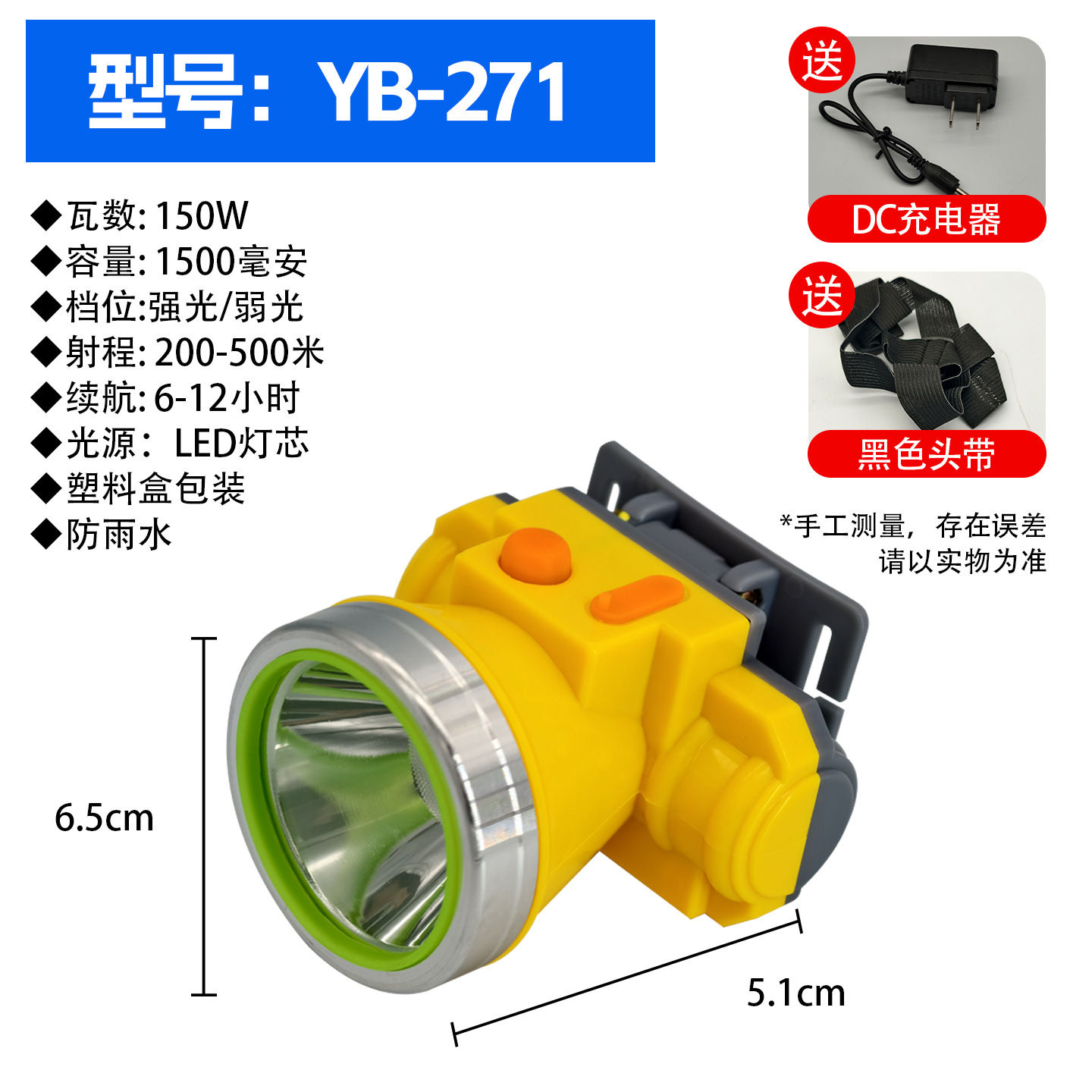 Strong light headlight, outdoor LED ultra bright long-range spotlight, bald head, wearable night fishing mineral light, long endurance, lithium battery charging