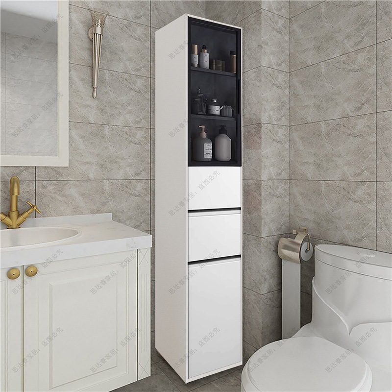 Solid wood waterproof bathroom, washbasin, storage cabinet, crevice side cabinet, narrow cabinet, storage cabinet, standing cabinet