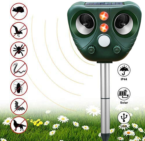 Multi functional outdoor solar ultrasonic animal repellent, mouse repellent, bird repellent, cat and dog repellent