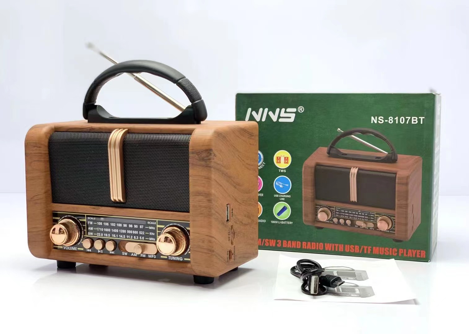 Беспроводная Bluetooth-колонка из дерева NS-8108