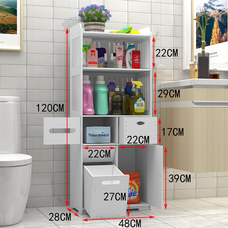 Bathroom side cabinet, toilet side cabinet with garbage bin, bathroom crevice shelf, toilet storage, waterproof storage cabinet
