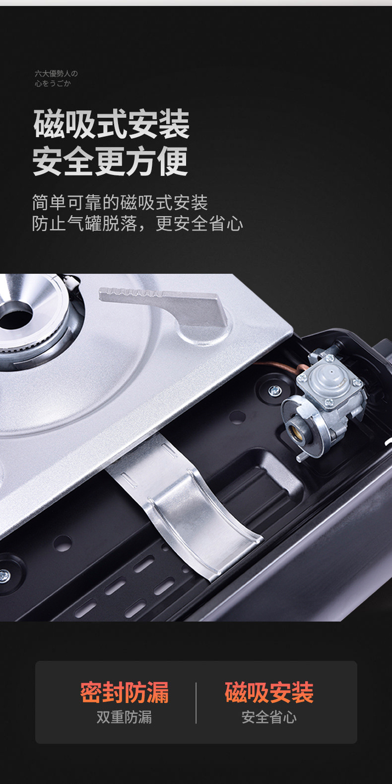 Outdoor portable windproof card stove, commercial ultra-thin smokeless gas barbecue stove, magnetic suction tank, camping campsite