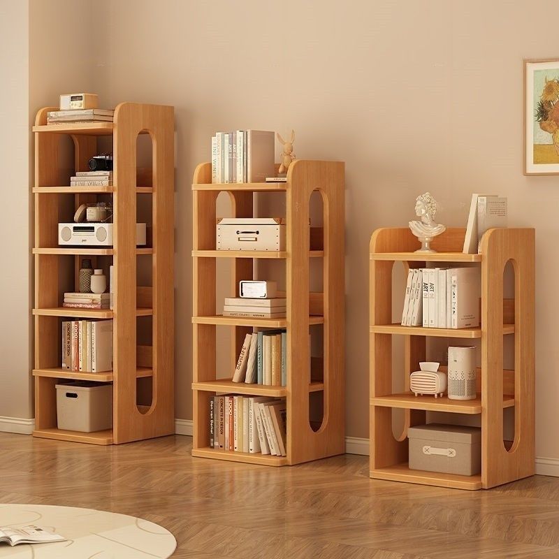Bookshelf, floor to ceiling storage rack, integrated wall facing corner storage cabinet, simple student home use, no space occupation, solid wood bookshelf