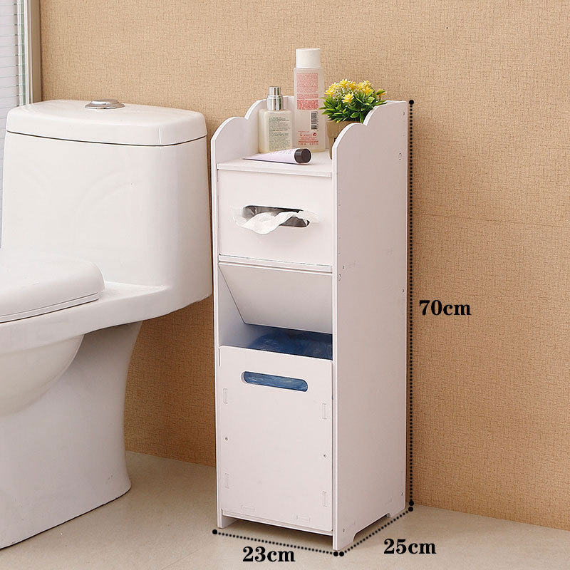 Bathroom side cabinet, toilet side cabinet with garbage bin, bathroom crevice shelf, toilet storage, waterproof storage cabinet