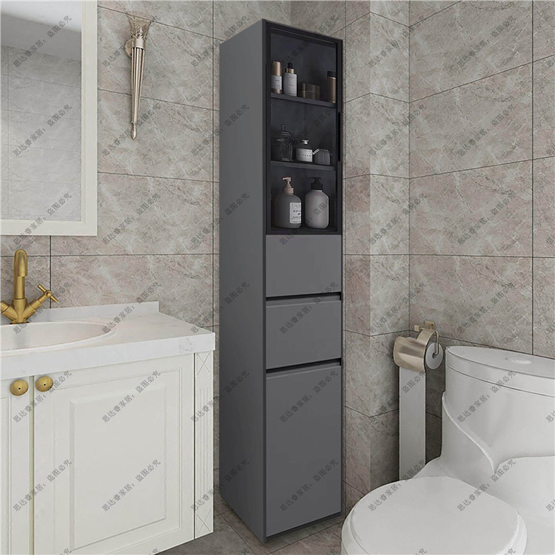 Solid wood waterproof bathroom, washbasin, storage cabinet, crevice side cabinet, narrow cabinet, storage cabinet, standing cabinet