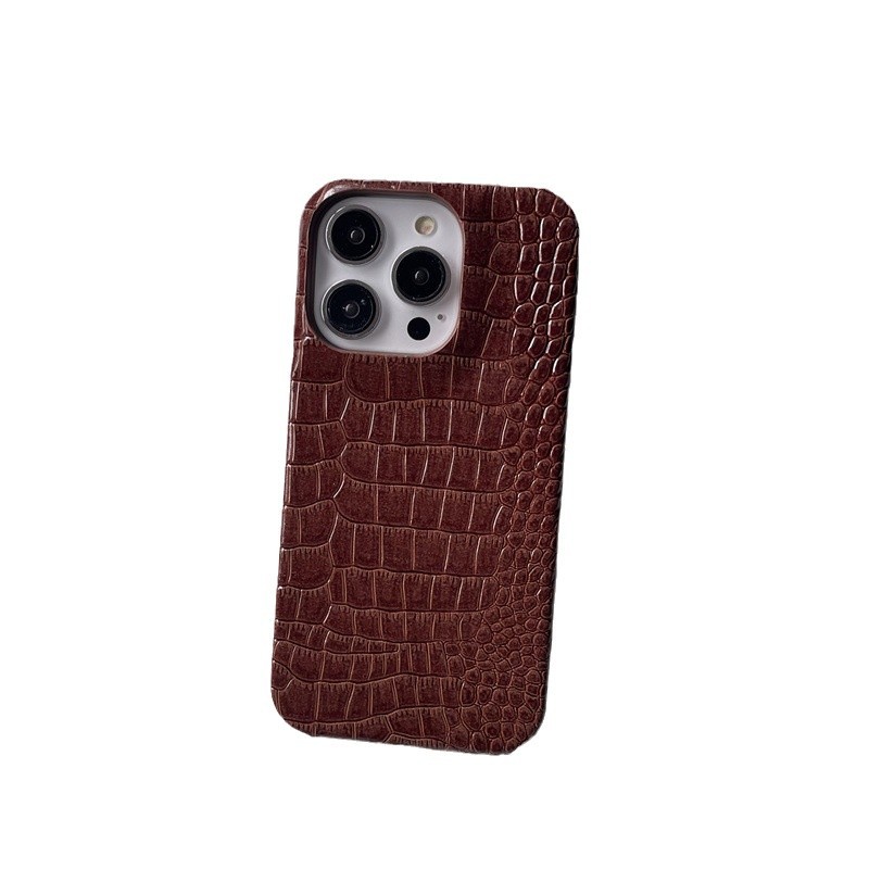 European and American crocodile skin pattern suitable for iPhone 17 phone case half pack 15 promax solid color 14 retro 13/12/16