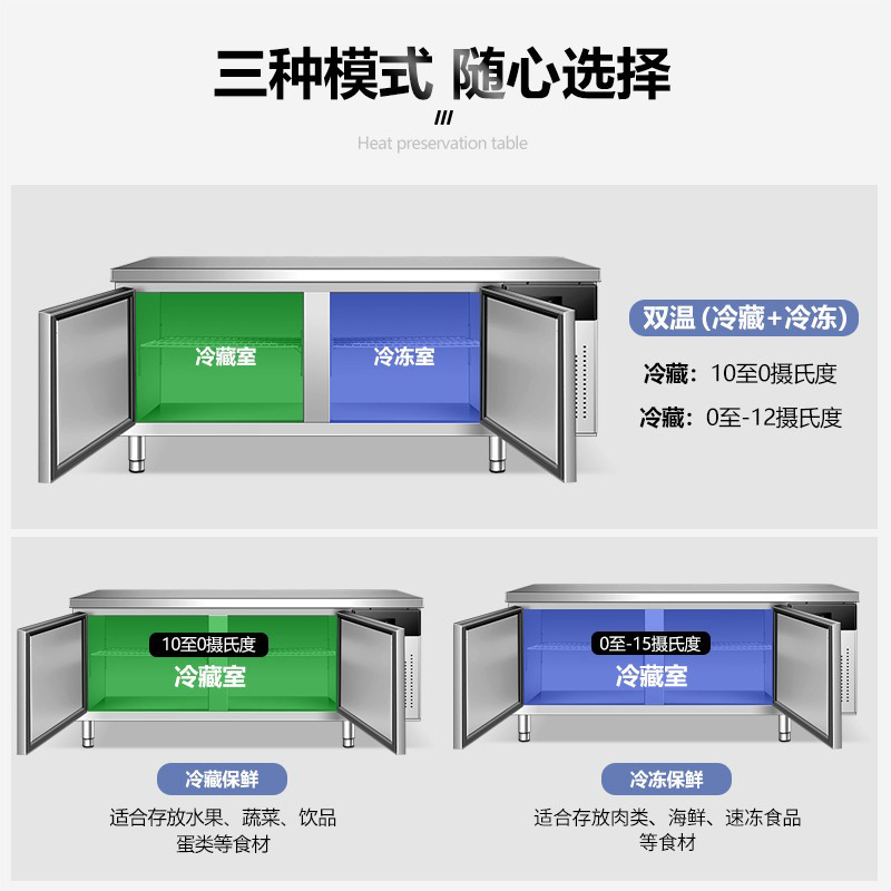 冷藏工作台商用操作台冰箱制冷冻卧式冰柜平冷保鲜水吧台设备双温