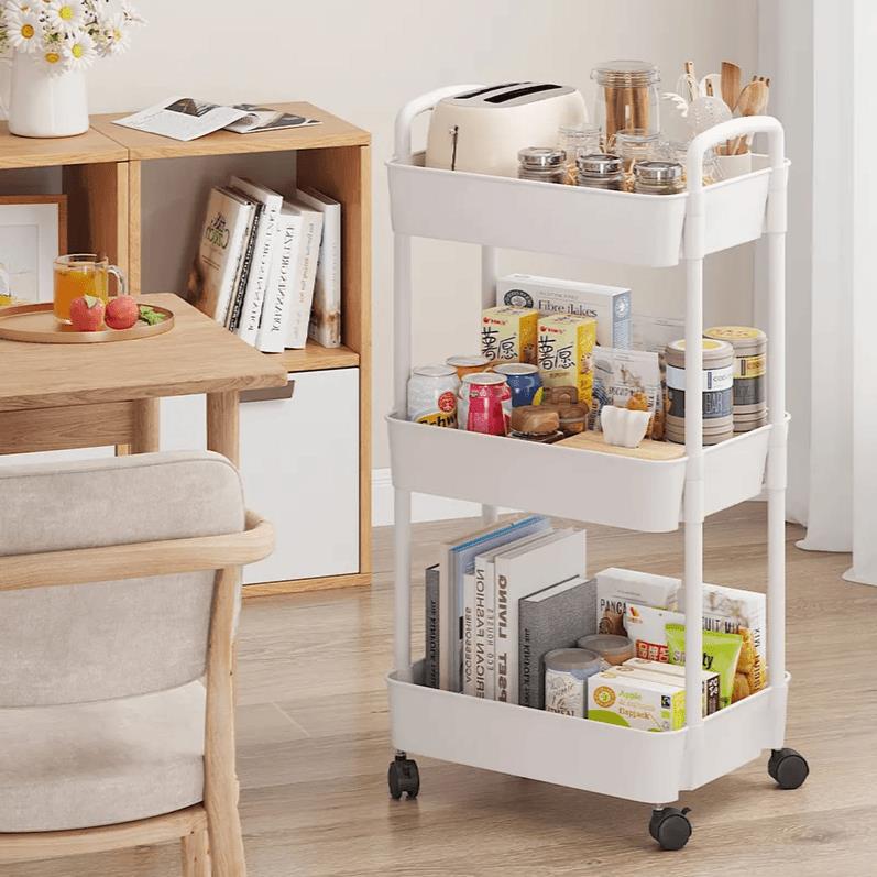Office workstations, under desk bookshelves, storage racks, bedside bookshelves, mobile storage, wheeled snack carts, floor standing