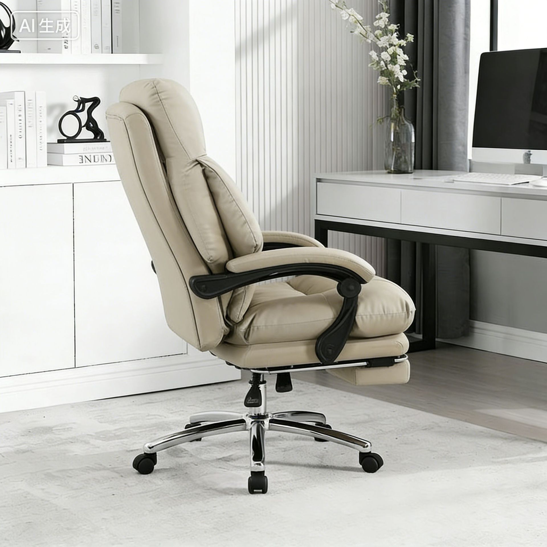 Boss Chair Comfortable Sedentary Leather Computer Chair Home Sleepable Napping Office Chair Double layer Headrest Comfortable Chair