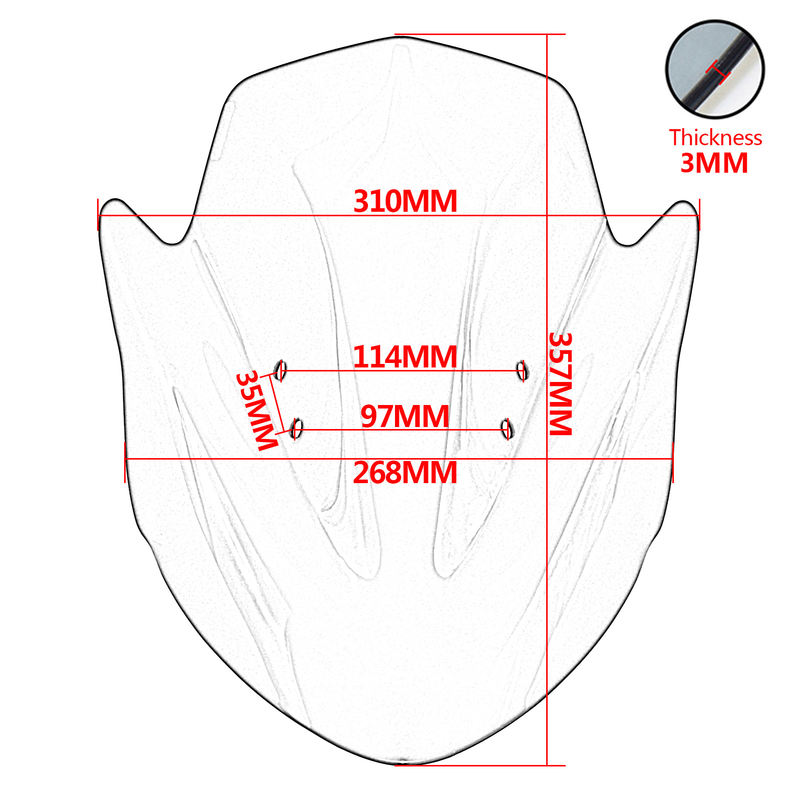 Подходит для Kawasaki ER-6N ER6N ER650 12-16 Модифицированный мотоцикл передний ветровый стекло