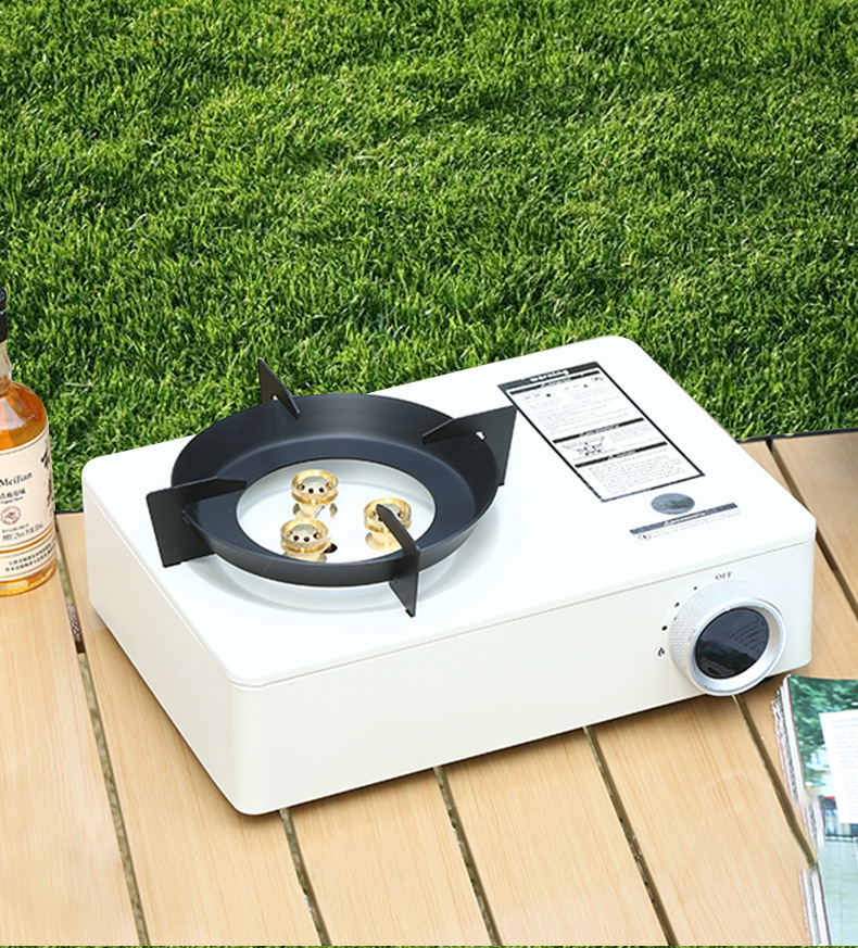 Outdoor camping, three head windproof stove, portable gas stove, dual-purpose card stove, picnic gas stove, card magnetic stove
