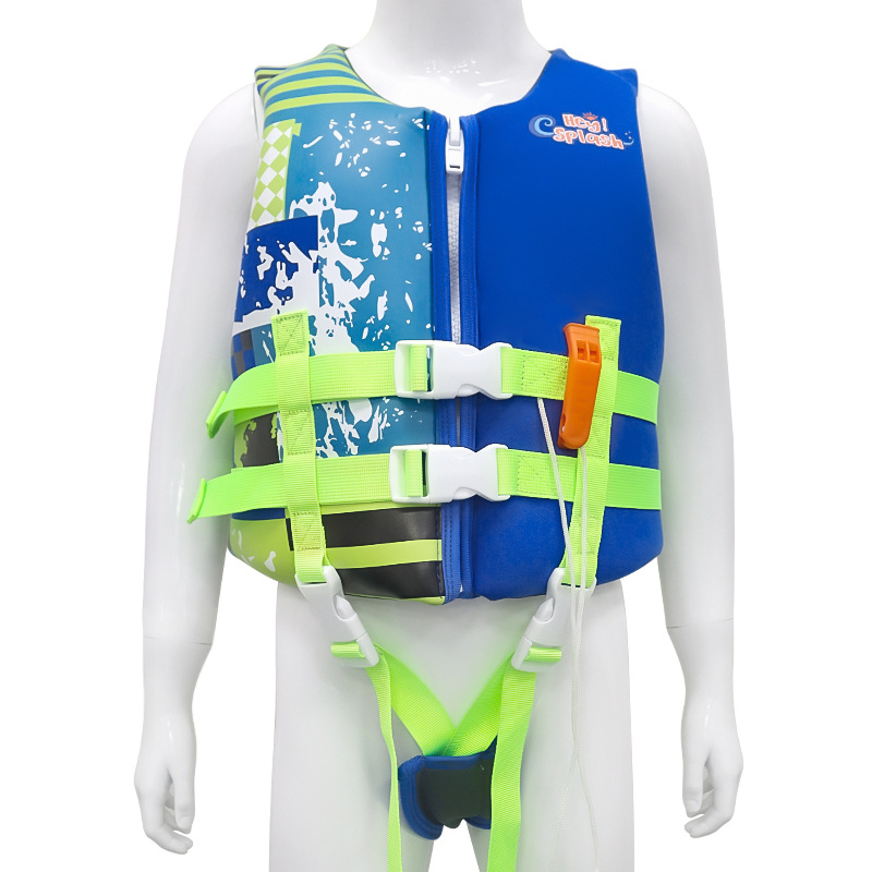 Cross border children's life jackets, diving materials, cartoon printed warm water buoyancy jackets, swimming vests for men and women aged 3-12