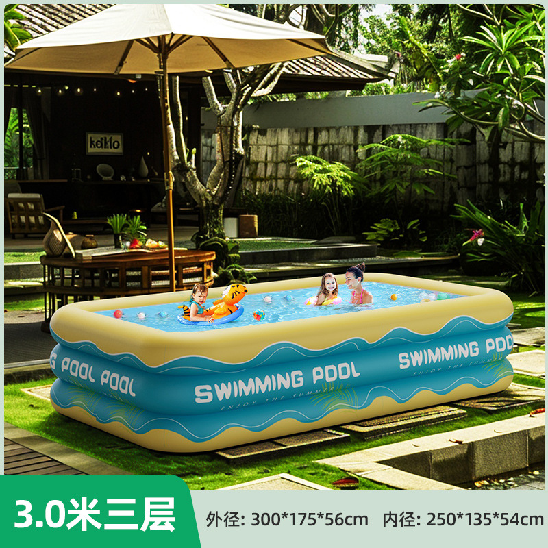 Overseas inflatable swimming pool for home, outdoor, baby, children, family, adult, thick square play pool