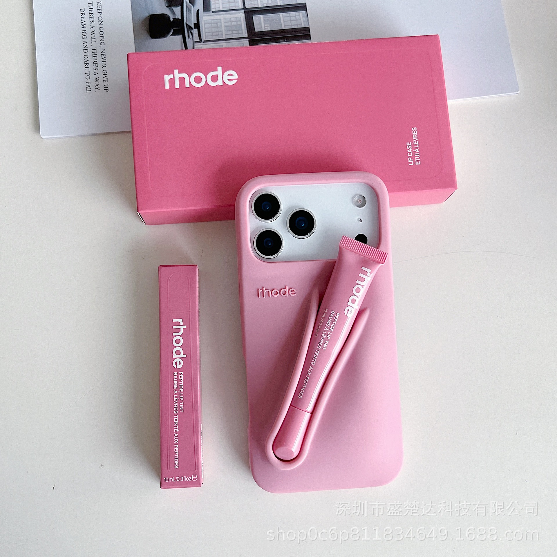 Foreign trade applicable iPhone 17 Promax Haley Rhode mouth red lip glazed silicone phone case 16p soft protective cover