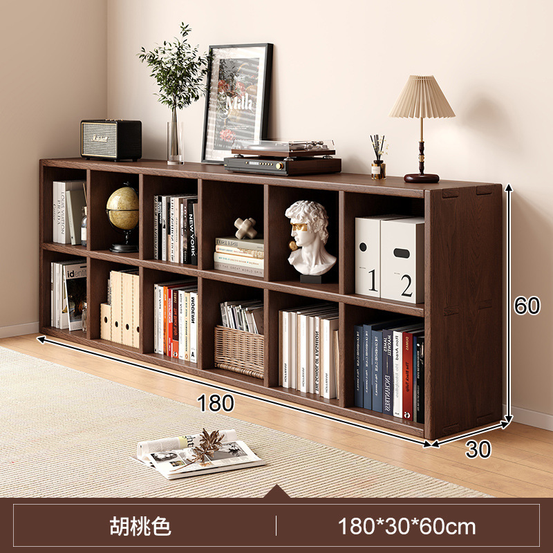 Solid wood bookshelf, floor to ceiling, household bedroom, bedside table, bookshelf, integrated sandwich, bedside storage cabinet, living room cabinet