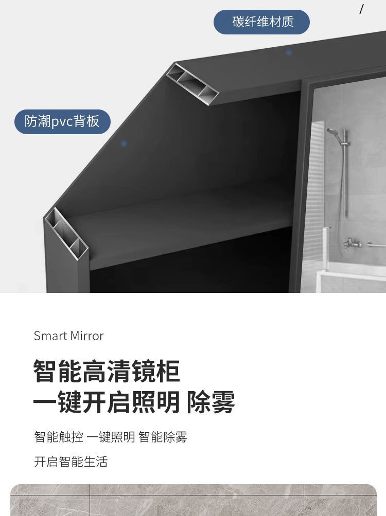 Bathroom intelligent mirror cabinet, lighting defogging, bathroom storage mirror, wall mounted toilet mirror box, intelligent bathroom mirror