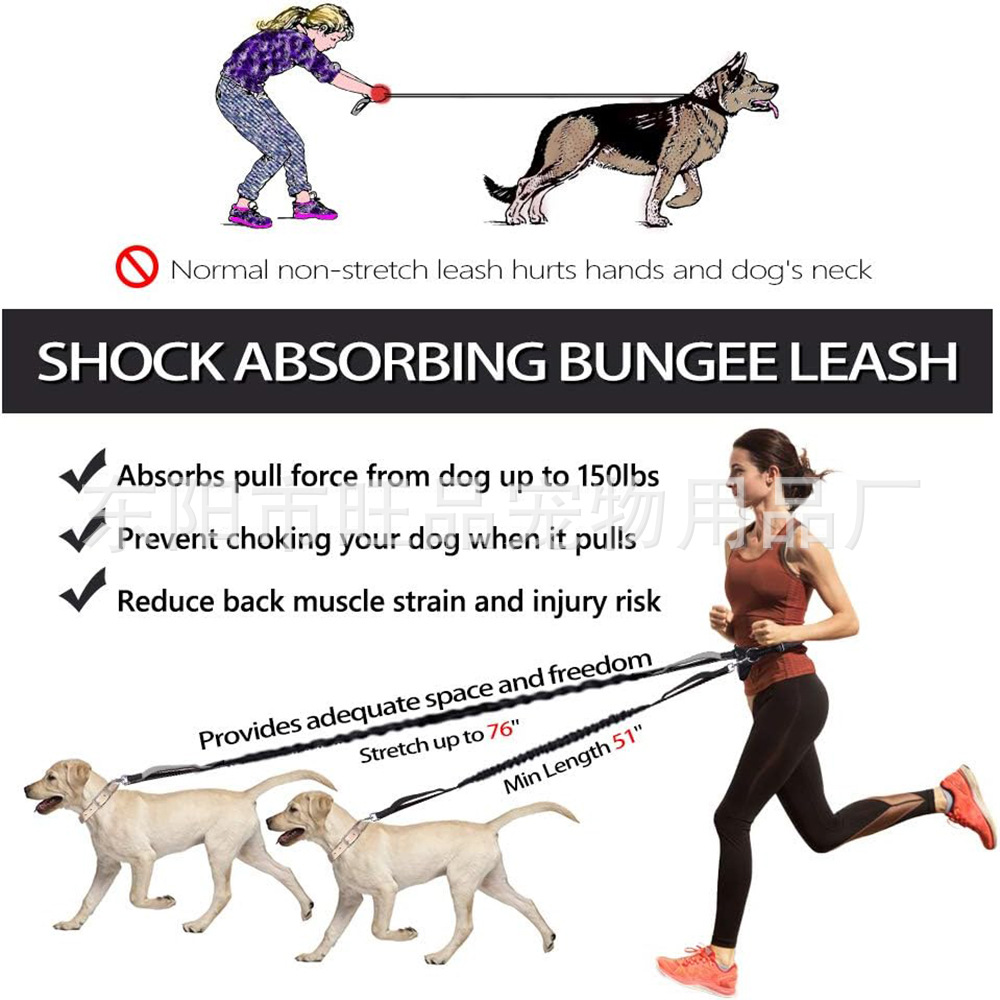 Производитель Direct Pet Leasash на открытом воздухе. Отражающий двойной телескопический поводка собак поводки поводка поводка