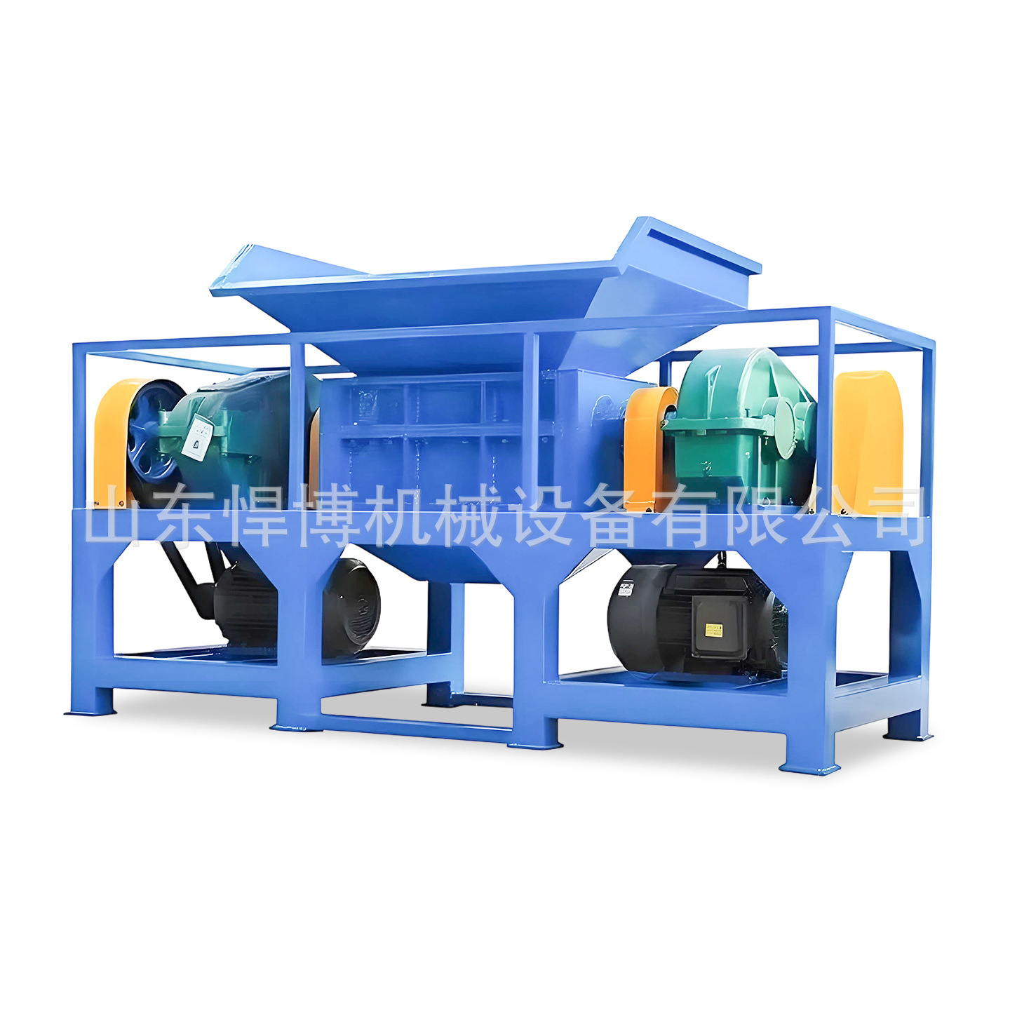 Double axis shredder, tire plastic crushing equipment, can, woven bag, plastic bottle crusher, large shredder
