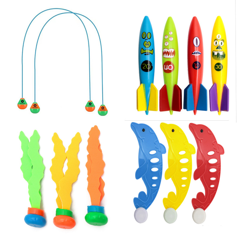 Cross border Amazon diving toys children's swimming pool treasure hunt diving torpedo water ring diamond water play set toys