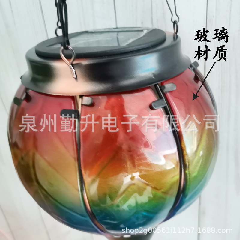 新款太阳能热气球灯水滴灯户外铁艺玻璃吊灯跨境花园装饰灯庭院灯