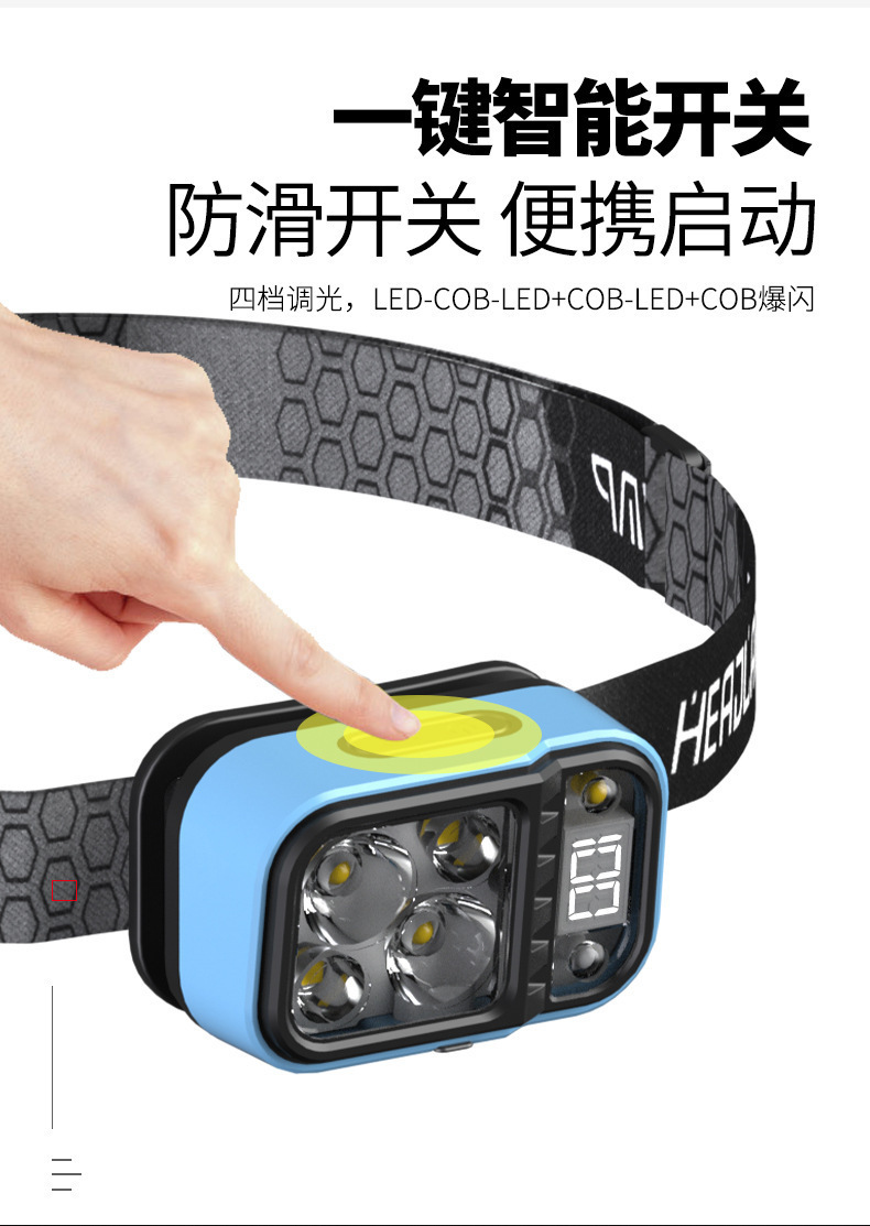 户外登山头戴式led头灯钓鱼专用高流明长续航野外强光感应头灯