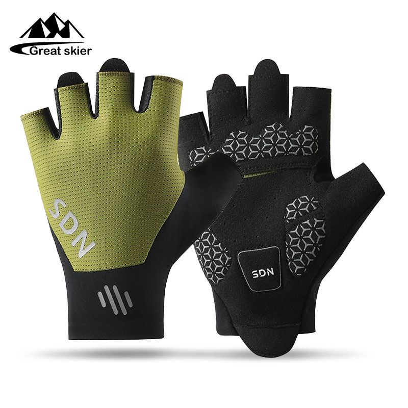 Riding gloves for summer men and women, half finger outdoor cycling, fitness, breathable palm, wear-resistant and anti slip sports gloves, cross-border