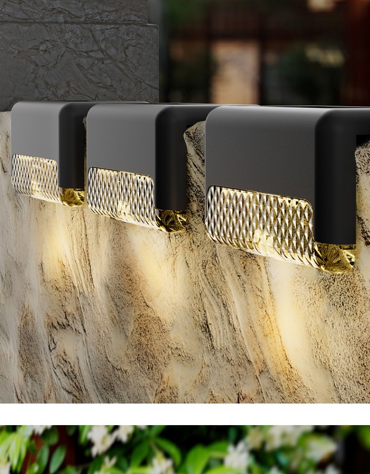 Solar outdoor lights, courtyard lights, garden walls, railings, decorative layout, waterproof home stairs, foot step lights