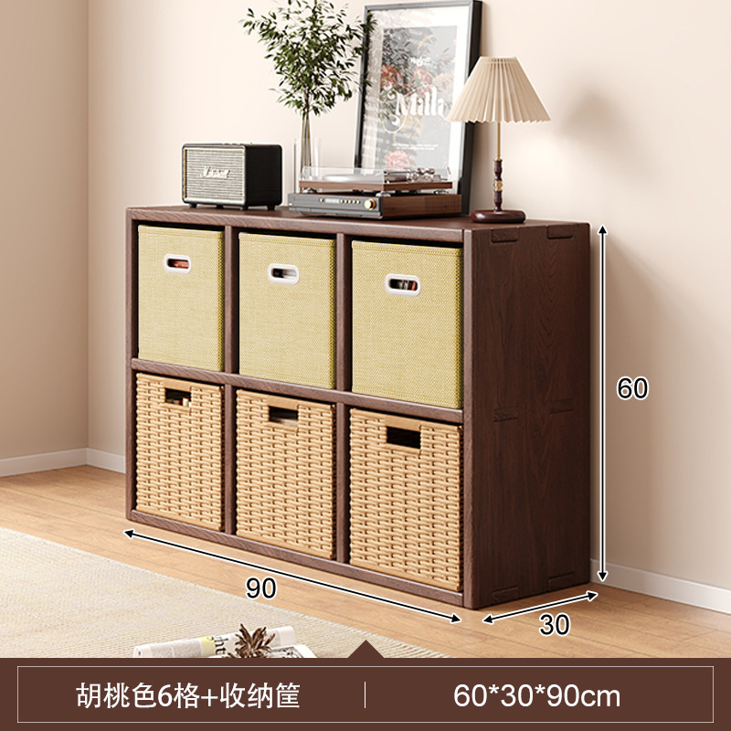 Solid wood bookshelf, floor to ceiling, household bedroom, bedside table, bookshelf, integrated sandwich, bedside storage cabinet, living room cabinet