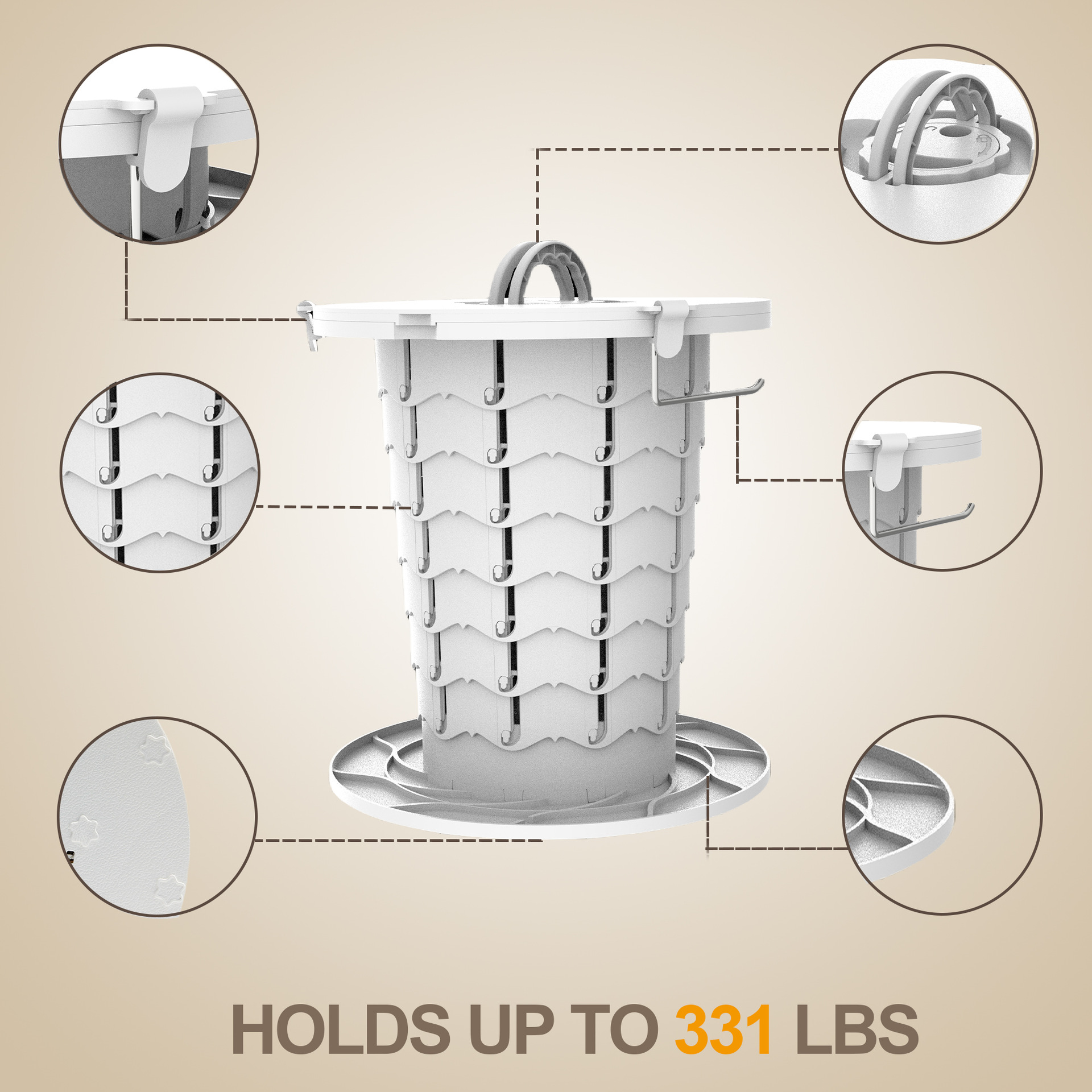 Portable 10th generation folding toilet, car mounted camping emergency toilet, garbage bin, adjustable stool, wholesale