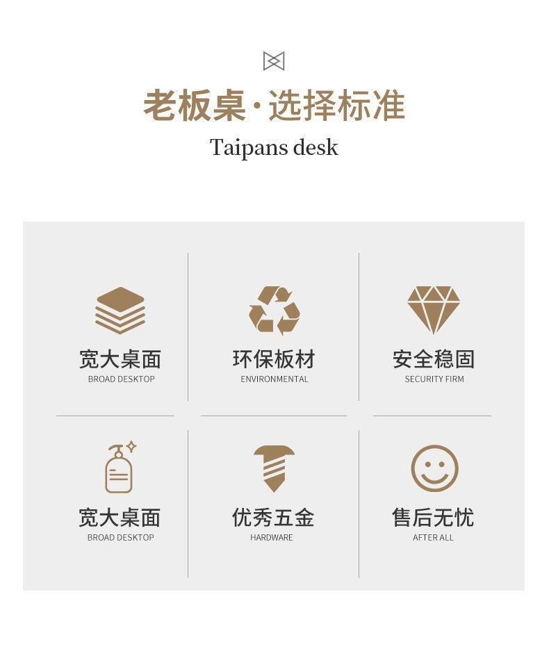 Office Desk Simple and Modern Manager's Desk Office Furniture Large Class Desk President Supervisor Desk and Chair Combination Boss's Desk