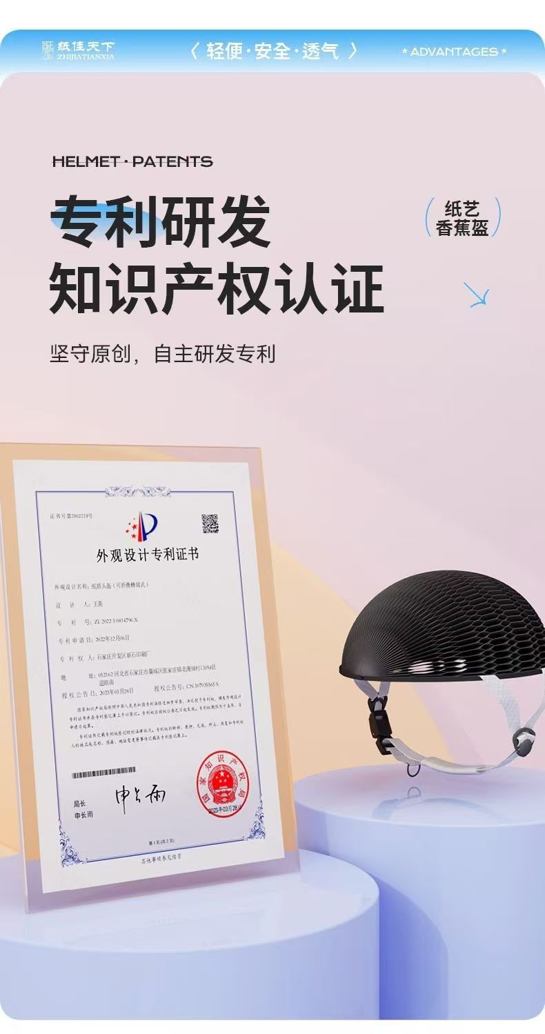 Manufacturer's direct supply of paper folding helmets, lightweight protective bicycle helmets, wholesale, environmentally friendly and breathable