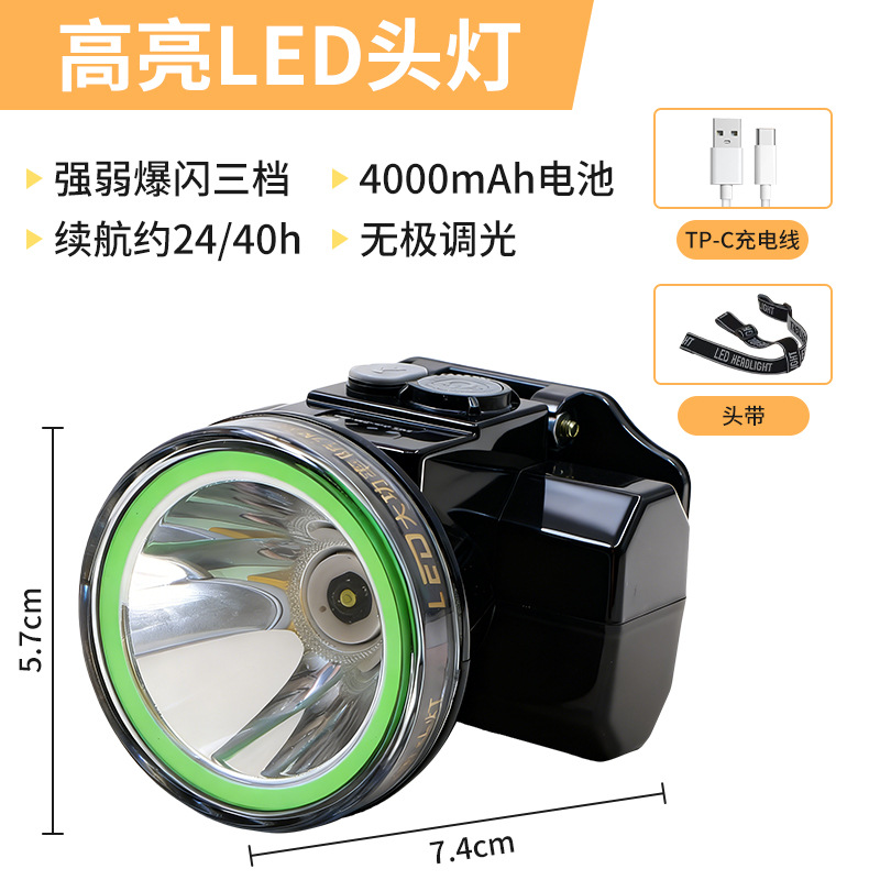 Wholesale rechargeable headlight LED outdoor camping night light waterproof fishing specific headlight head mounted flashlight