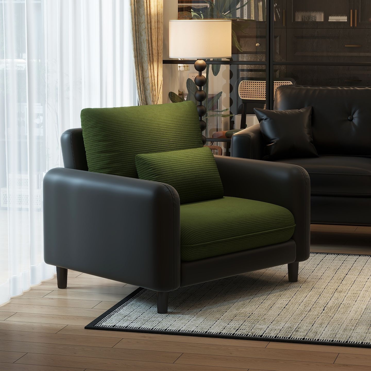 Vintage single sofa chair, small-sized leather art single chair, living room balcony, leisure chair, living room sofa backrest chair