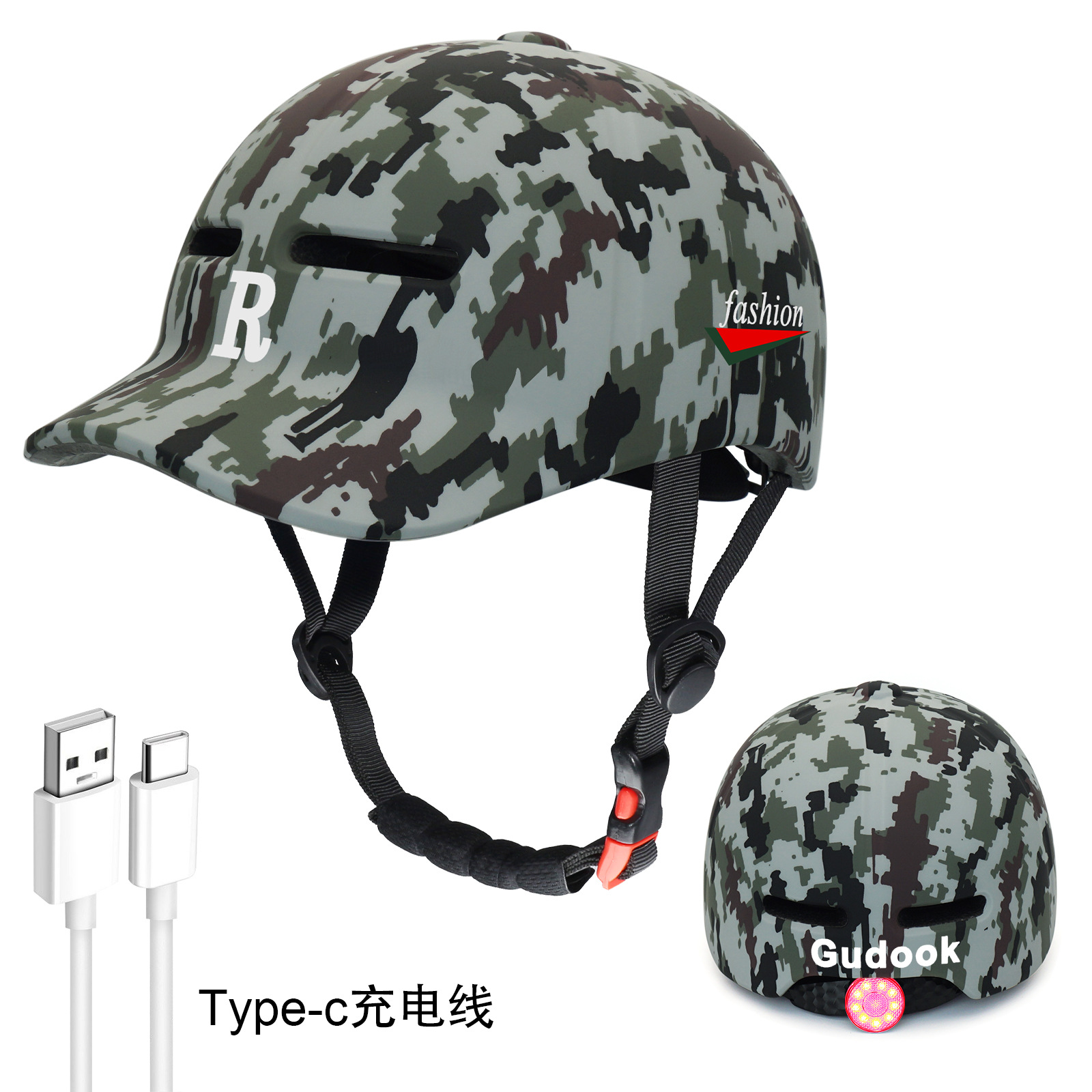 One piece molded duckbill cap, bicycle riding, commuting, all season electric bike, helmet, skateboard, roller skating, baseball